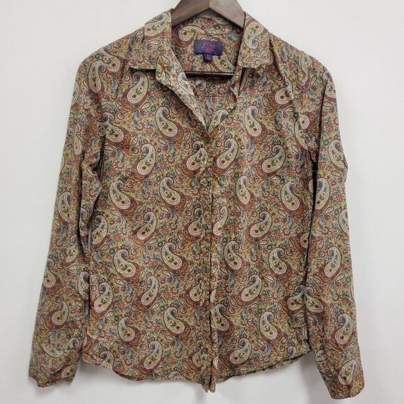 J Crew Liberty Womens Lee Manor Paisley Button Up Top Size 6 Artsy Southwestern - Picture 1 of 12